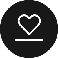 white heart icon inside black circle