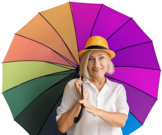 image of a lady holding an umbrella